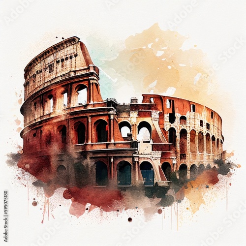 Coliseum in watercolor style by Generative AI