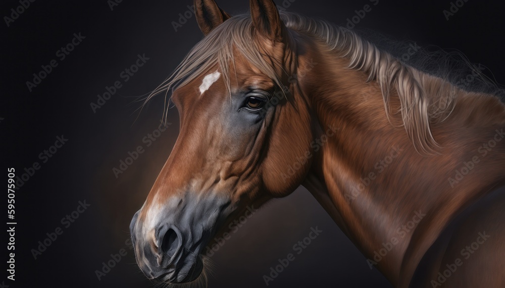 Portrait of beautiful young horse generative ai Portrait of beautiful young horse generative ai