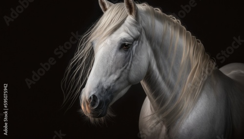 Portrait of beautiful young horse generative ai