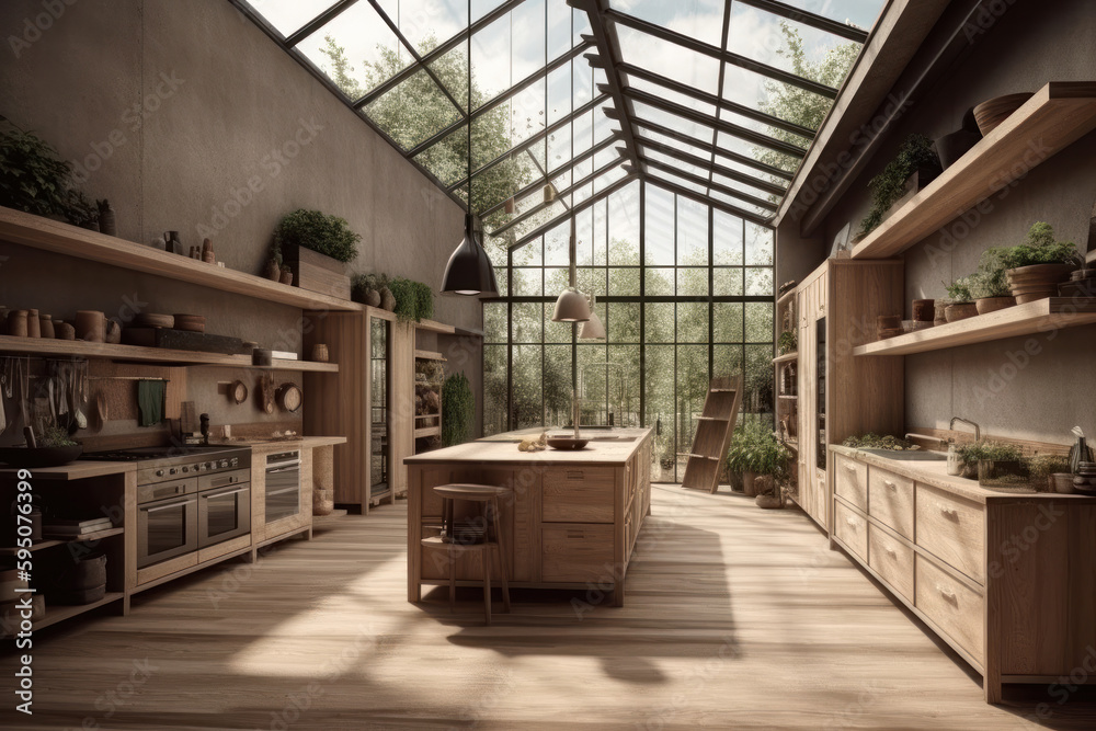 Self-Care and Nature-Themed Kitchen Spaces and Vanities with Eco-Friendly Décor. Generative Ai Self-Care and Nature-Themed Kitchen Spaces and Vanities with Eco-Friendly Décor. Generative Ai