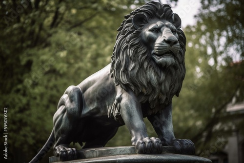 statue of lion. Generative AI