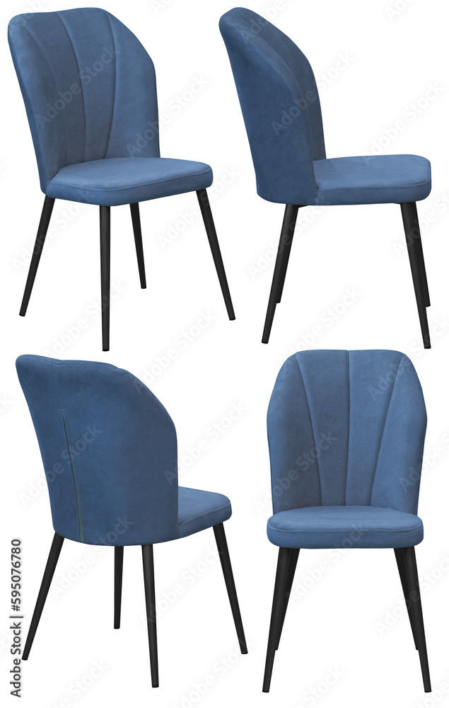 Chair for home or cafe. Interior element. Isolated from the background. From different angles Chair for home or cafe. Interior element. Isolated from the background. From different angles