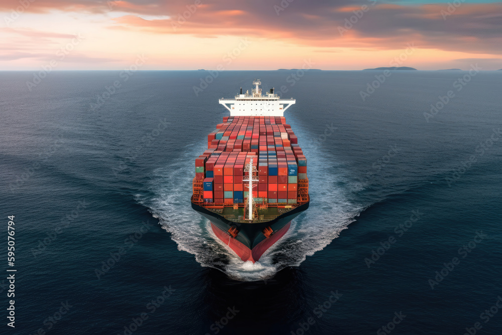 Global Commerce at Sea: Container Ship in International Transportation. Generative Ai