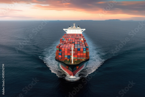 Global Commerce at Sea: Container Ship in International Transportation. Generative Ai