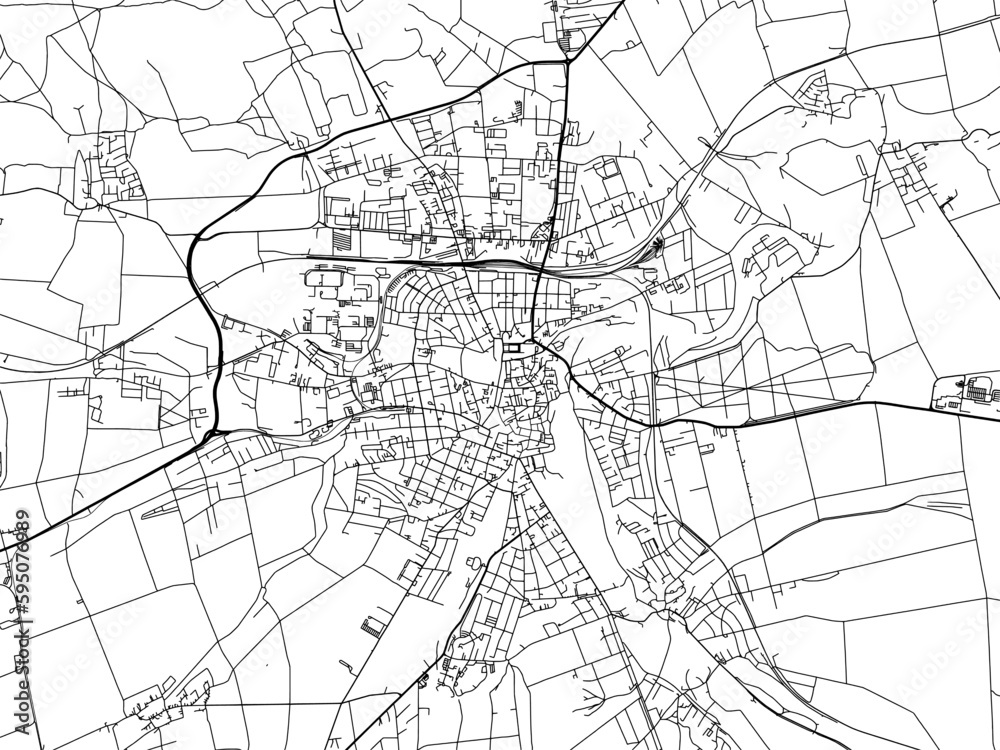 Vector road map of the city of  Weimar in Germany on a white background.