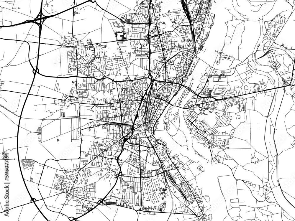 Vector road map of the city of  Magdeburg in Germany on a white background.