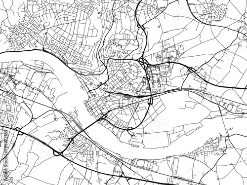 Vector road map of the city of  Neuwied in Germany on a white background.
