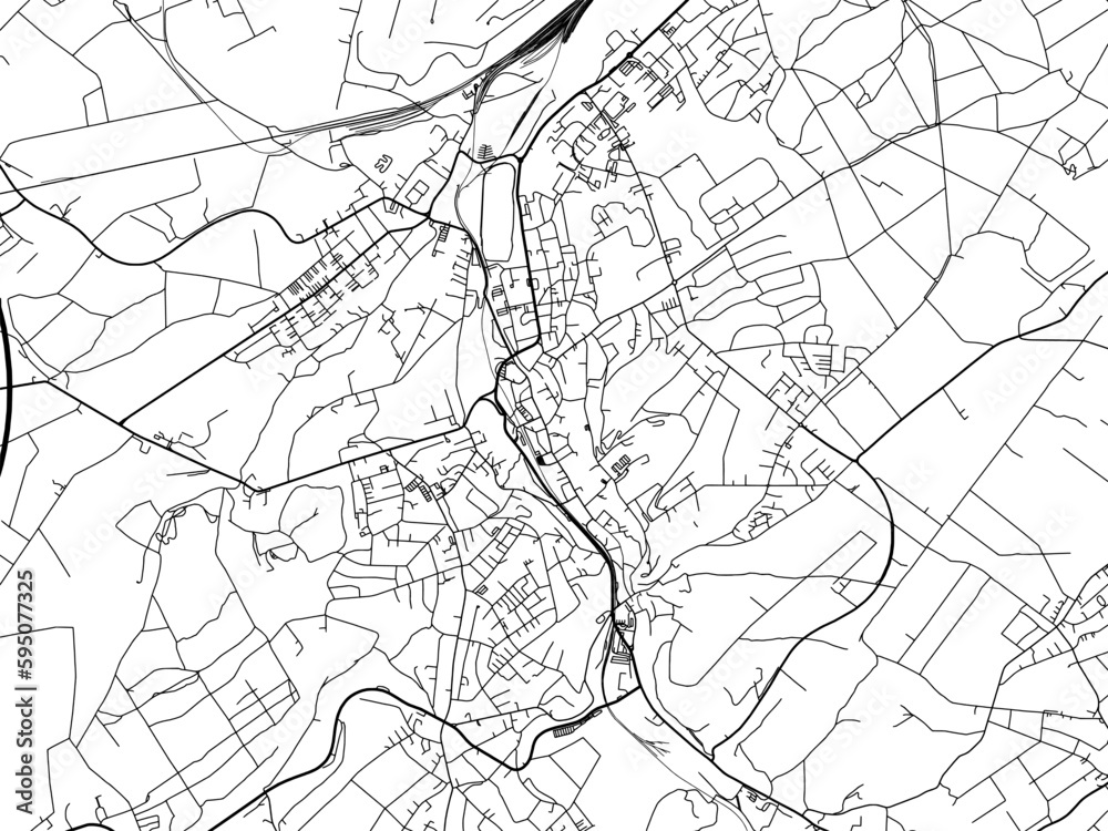 Vector road map of the city of  Stolberg in Germany on a white background.