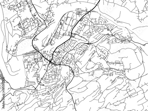 Vector road map of the city of  Hattingen in Germany on a white background.