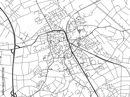 Vector road map of the city of  Viersen in Germany on a white background.