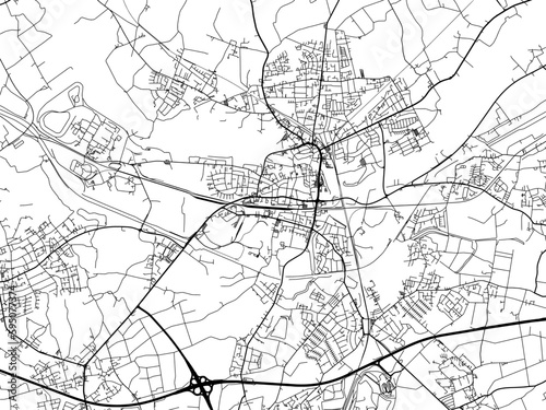 Vector road map of the city of  Lunen in Germany on a white background.