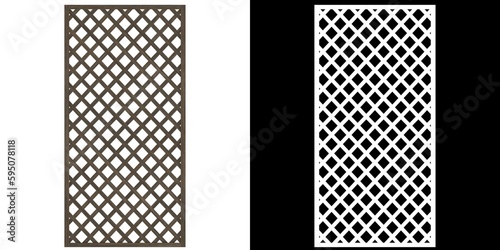 Fotografie 3D rendering illustration of a rectangular wooden trellis panel module