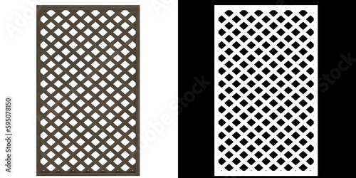 Obraz na płótnie 3D rendering illustration of a rectangular wooden trellis panel module