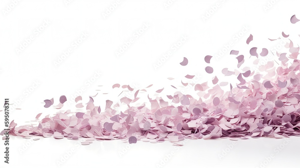 Floral and elemental confetti on white background.