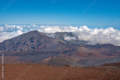 Extraordinary landscapes around the crater of the Haleakala volcano crater  Haleakala National Park  Maui  Hawaii  USA