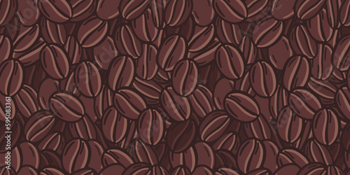 Coffee grains seamless pattern. Drawing on the background. Vector illustration.