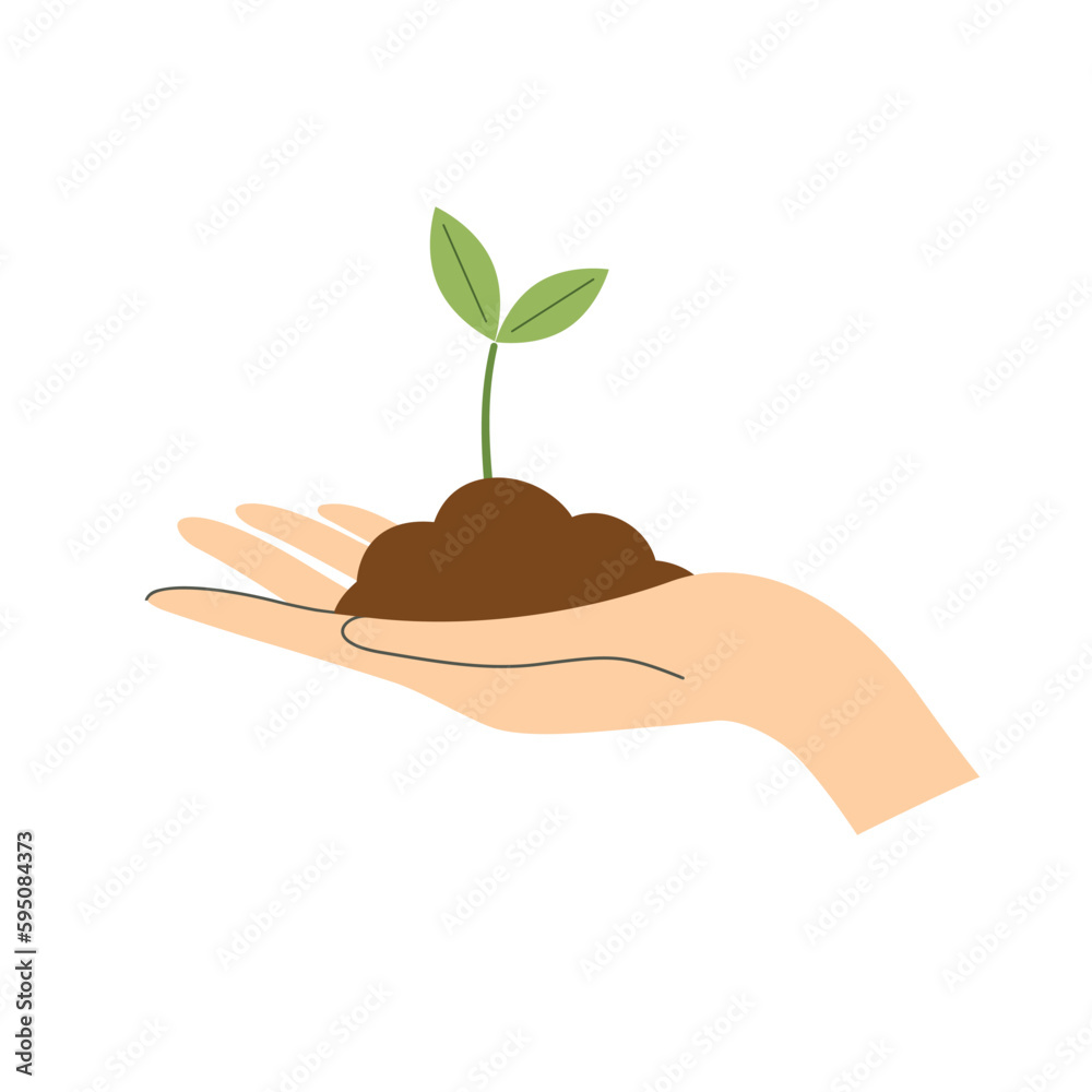 © olindana - Vector illustration of female hand with pile of earth growing green plant. Icon symbol for alternative energy sources sustainable living environment friendly technology concept. Bio agriculture © olindana - Vector illustration of female hand with pile of earth growing green plant. Icon symbol for alternative energy sources sustainable living environment friendly technology concept. Bio agriculture