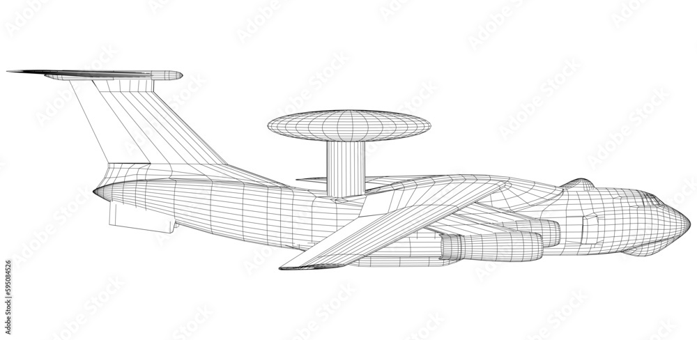 AWACS, Airborne Warning and Control System Aircraft - obrazy, fototapety, plakaty 