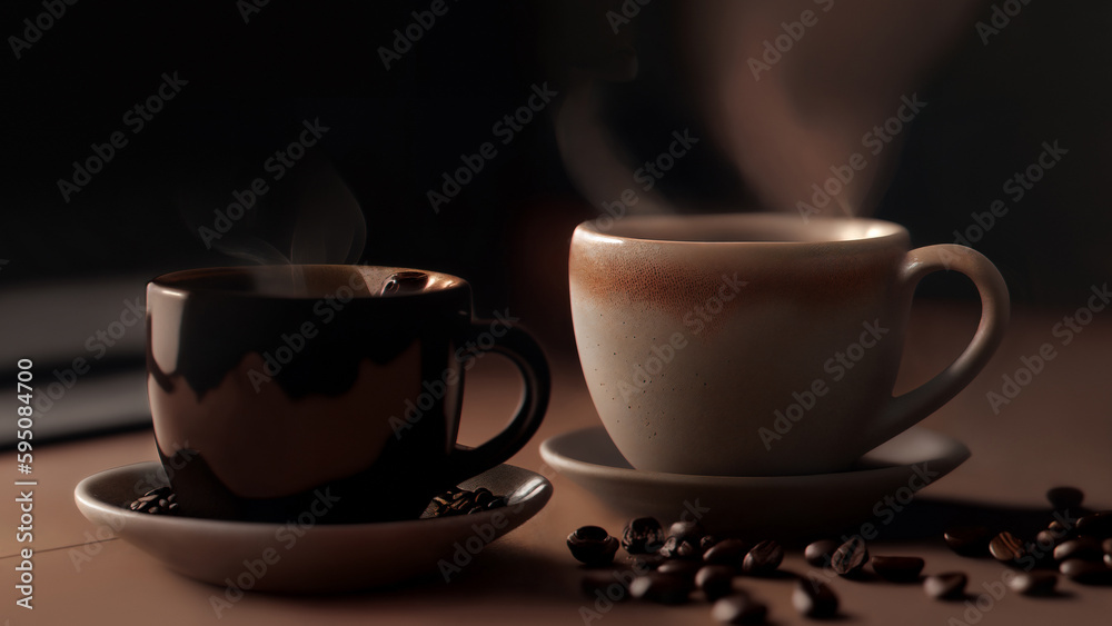 Coffee cup on the table in the cafe Coffee cup on the table in the cafe