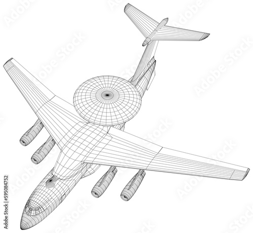 Surveillance command control and communications aircraft with rotating radar dome. AWACS, Airborne Warning Control System