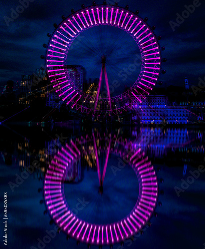 Photography London eye in slow motion at night