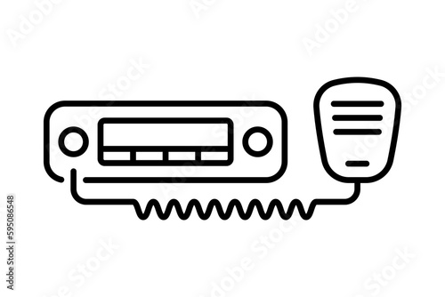 Car radio icon. Trucker's walkie-talkie. Black contour linear silhouette. Front view. Editable strokes. Vector simple flat graphic illustration. Isolated object on a white background. Isolate. photo