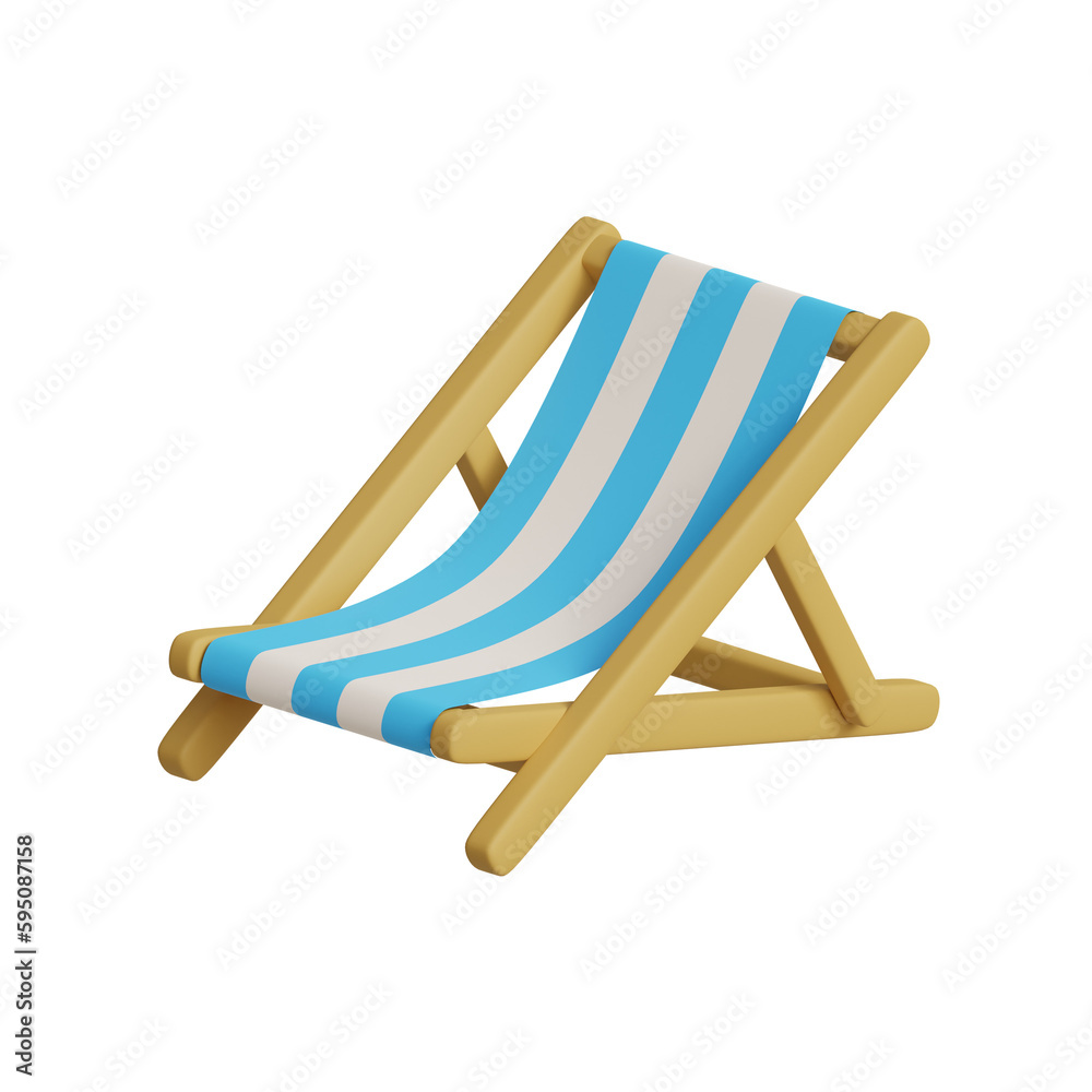 3d summer beach chair icon