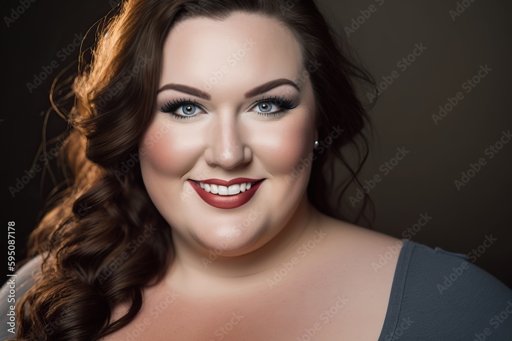 Smiling obese pretty woman. Ai generated. Smiling obese pretty woman. Ai generated.