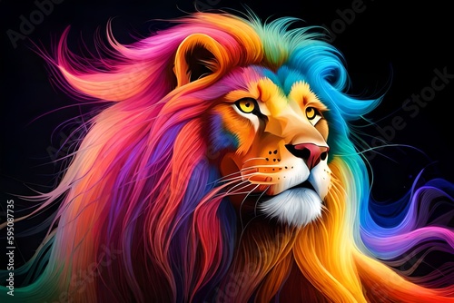 Colorful lion  Generative AI