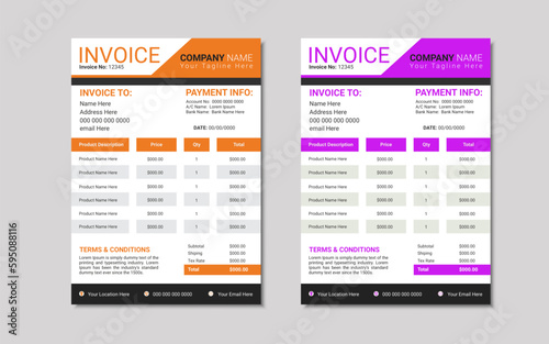 Professional minimal and modern invoice form template design