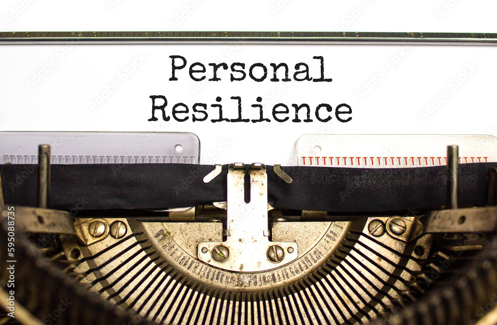 Personal resilience symbol. Concept word Personal resilience typed on retro old typewriter. Beautiful white background. Business psychological and personal resilience concept. Copy space.
