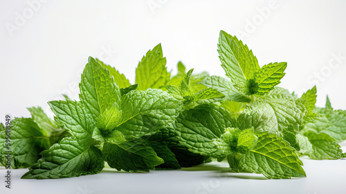 Minzblätter auf weißem Hintergrund