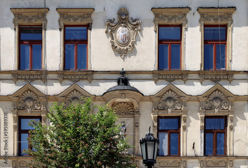 Ornaments on the facia of the old house in Cieszyn Poland photo