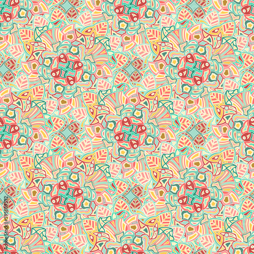 seamless pattern design with a stacked colored mandala