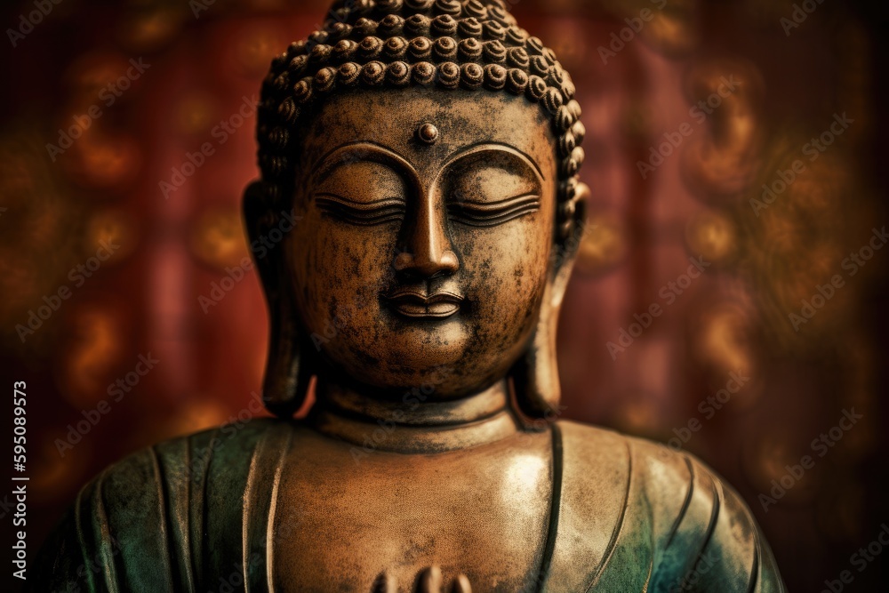 Buddist buddah statue closeup created using generative AI tools