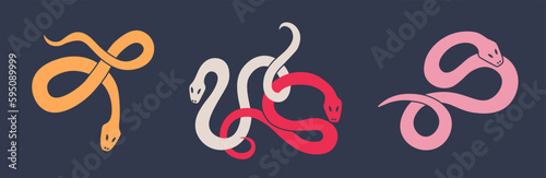 Twisted snake silhouettes. Flat vector illustration for design.