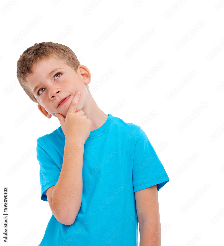 Thinking, question and boy child with idea on isolated, png and transparent background with thoughts. Planning, curious mindset and face of kid with thoughtful, wondering and contemplating expression Thinking, question and boy child with idea on isolated, png and transparent background with thoughts. Planning, curious mindset and face of kid with thoughtful, wondering and contemplating expression