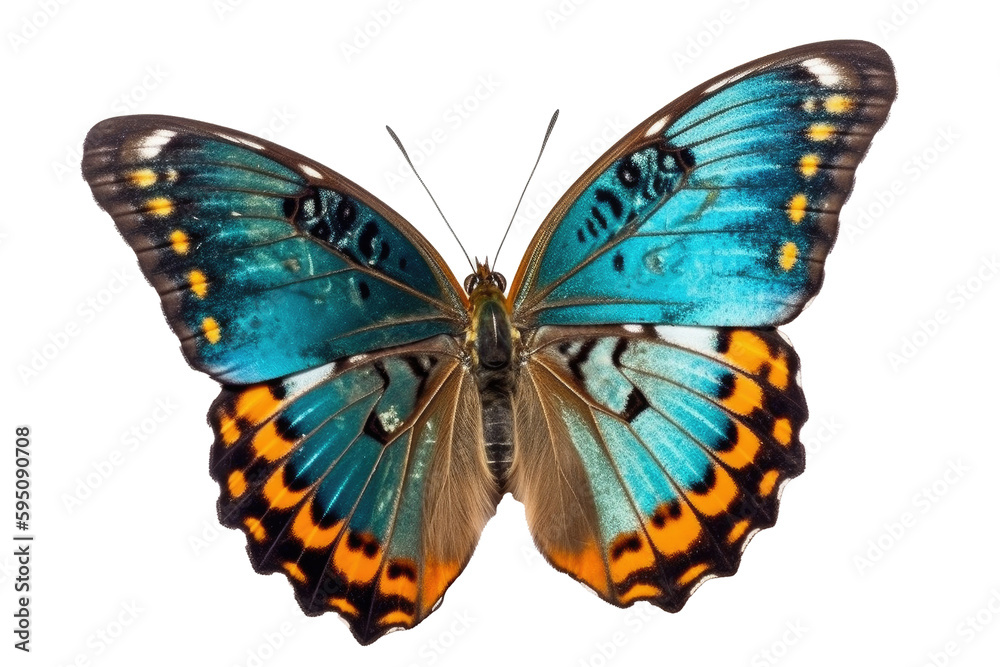 Fototapeta premium Butterfly colorful transparent background, ultra sharp, Generative AI