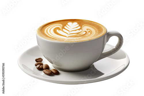 Fényképezés Cup of latte transparent background, ultra sharp, Generative AI