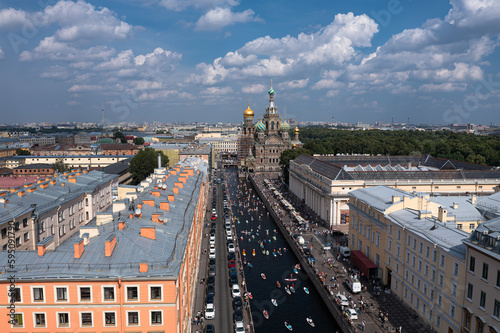 Panorama of St. Petersburg from a drone photo