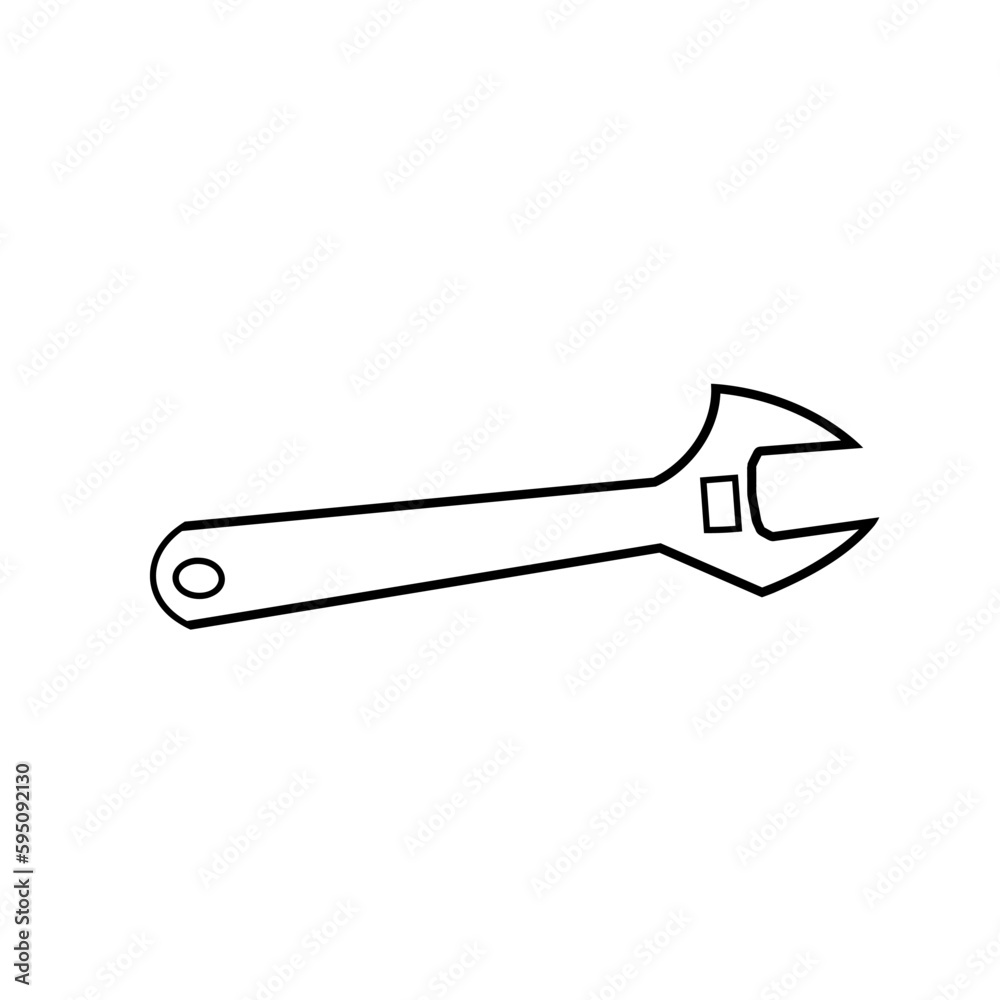 A black and white drawing of a wrench A black and white drawing of a wrench