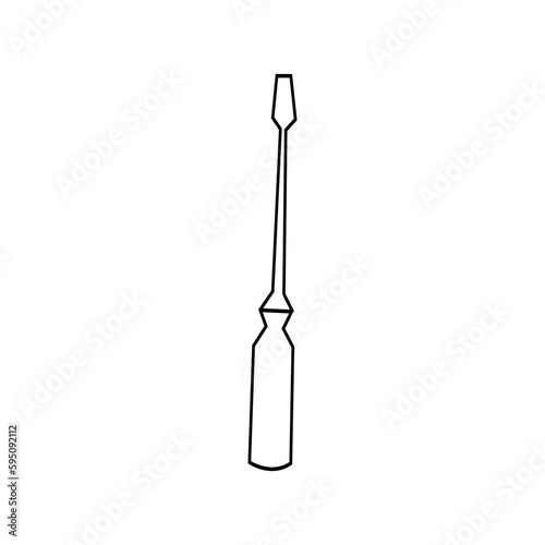 Screwdriver contour doodle  hand drawing sketch isolated on white background. Tools for repair collection