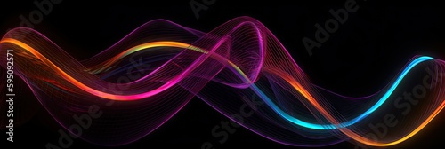 Abstract neon background waves glowing in ultraviolet spectrum. Generative ai