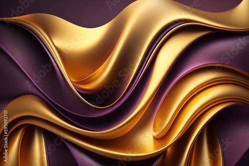 A purple and gold background with wavy lines, generative ai