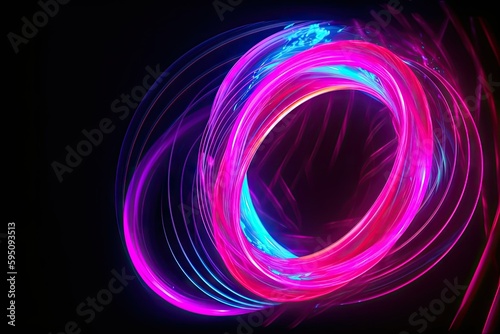 Abstract neon background waves glowing in ultraviolet spectrum. Generative ai