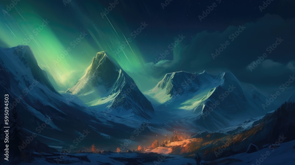 A breathtaking aurora borealis lighting up the night