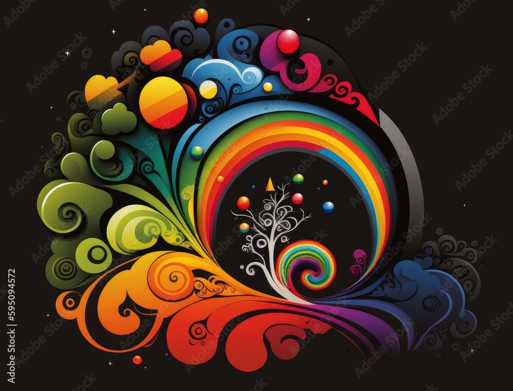 A colorful background with a black background