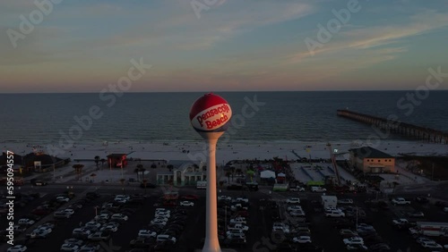 Pensacola beach ball water tower on Pensacola beach at sunset photo