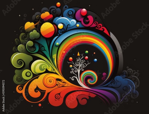 A colorful background with a black background