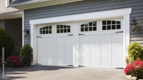 A white garage door